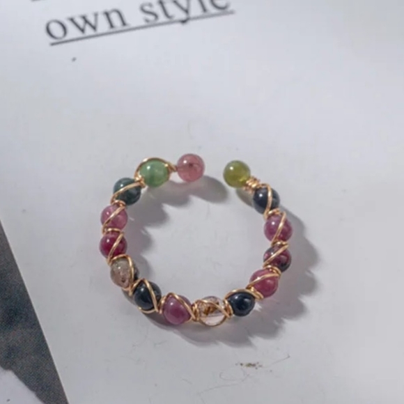 Boho Multi Natural Stone Linked ✨️ Ring - Picture 5 of 6